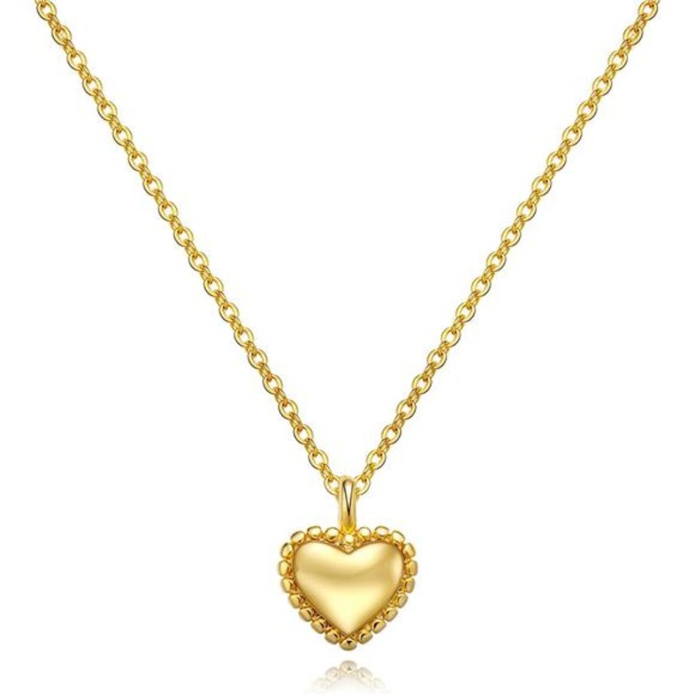 14k Gold Cute Tiny Heart Necklace for Women